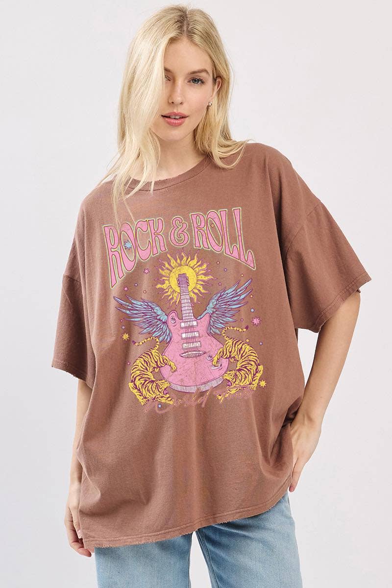 Rock N Roll Vintage Graphic Oversized Seamless Box Tee