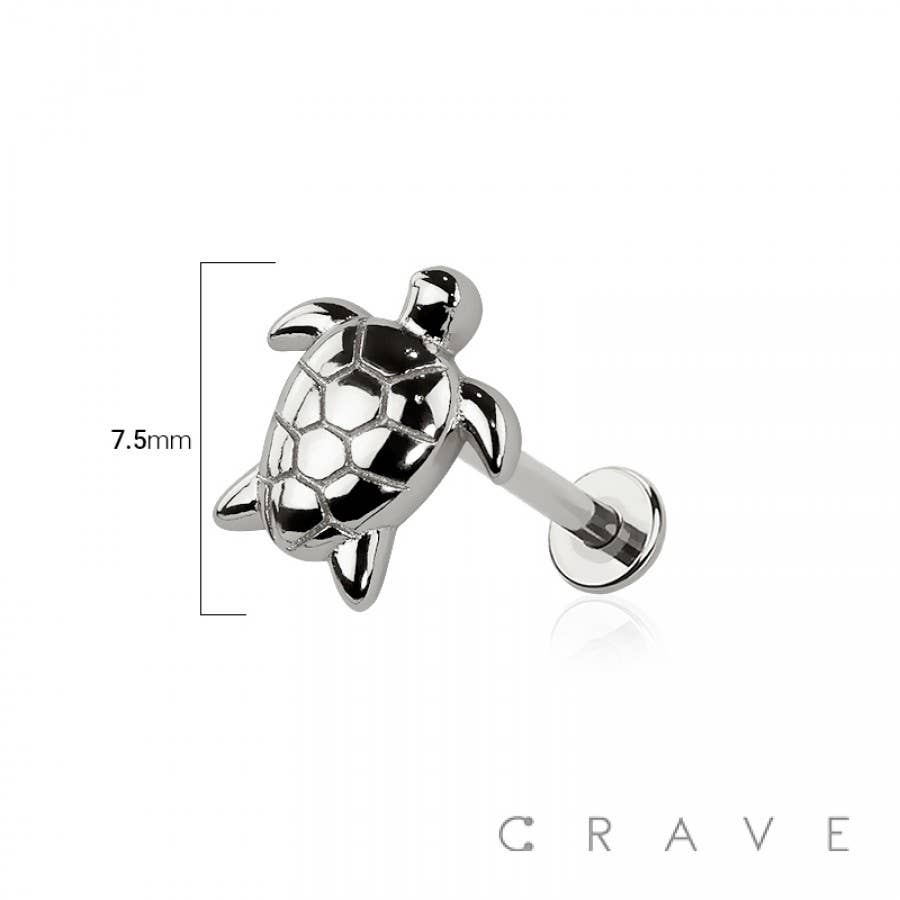 SEA TURTLE THREADLESS (PUSH IN) 316L SURGICAL STEEL LABRET