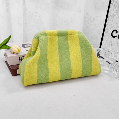 Compact Urban Chic Stripe Design Clutch Bag Makeup Pouch