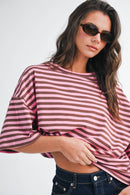 8649HN Oversized Stripe Boyfriend Tee