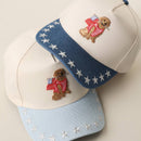 Dog USA Flag Embroidered Patch Star Brim Trucker Hat