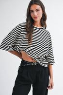 8649HN Oversized Stripe Boyfriend Tee
