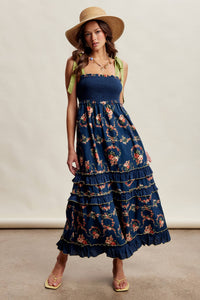 Floral Smocked Tiered Maxi Dress LD1636