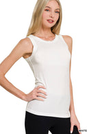`Ribbed Round Neck Tank Top Zenana