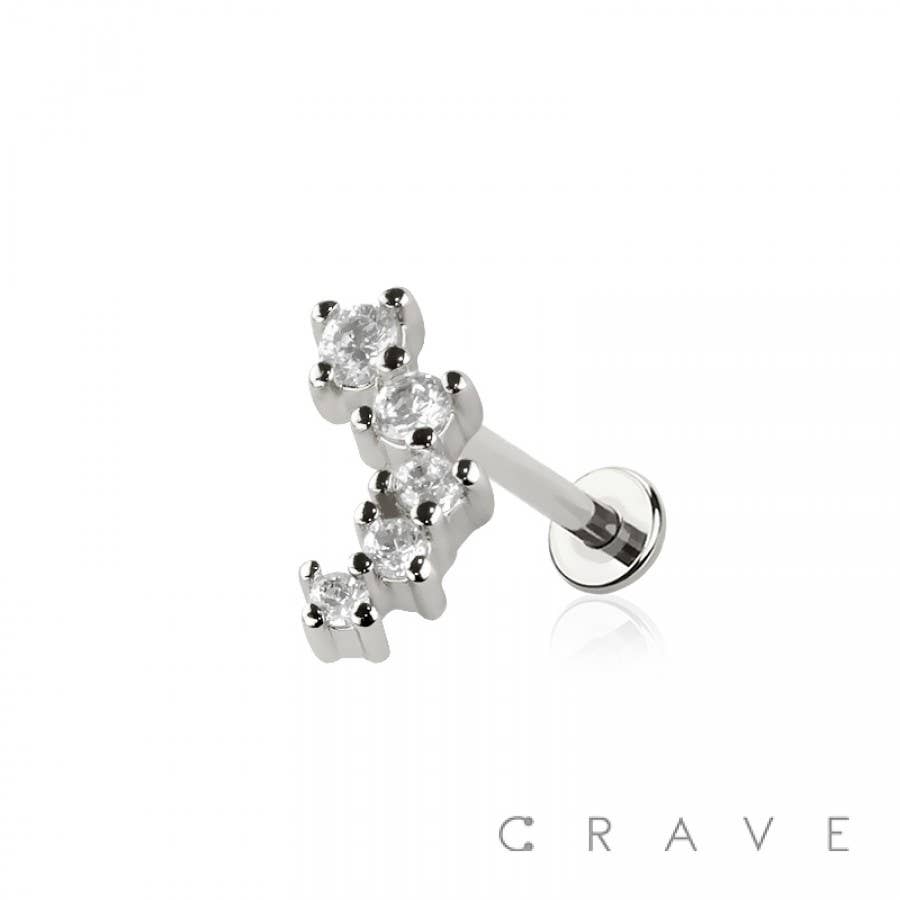 MULTI CZ ARCH TOP THREADLESS (PUSH IN) 316L SURGICAL STEEL L