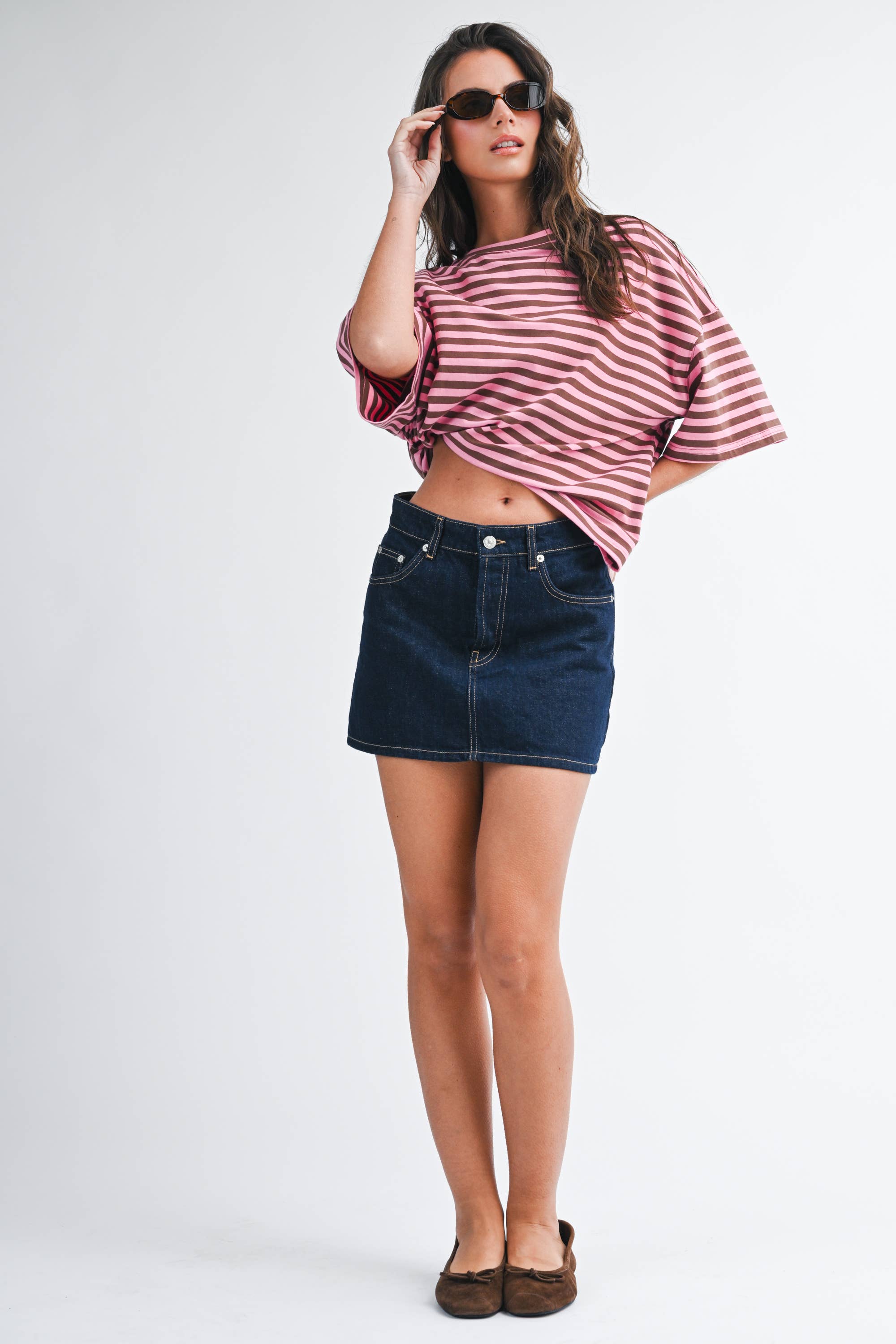 8649HN Oversized Stripe Boyfriend Tee