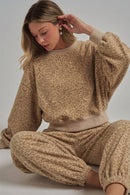 OVERSIZED LEOPARD SWEATSHIRT TOP WITH RIBBED BAND AND DART