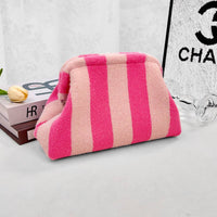 Compact Urban Chic Stripe Design Clutch Bag Makeup Pouch