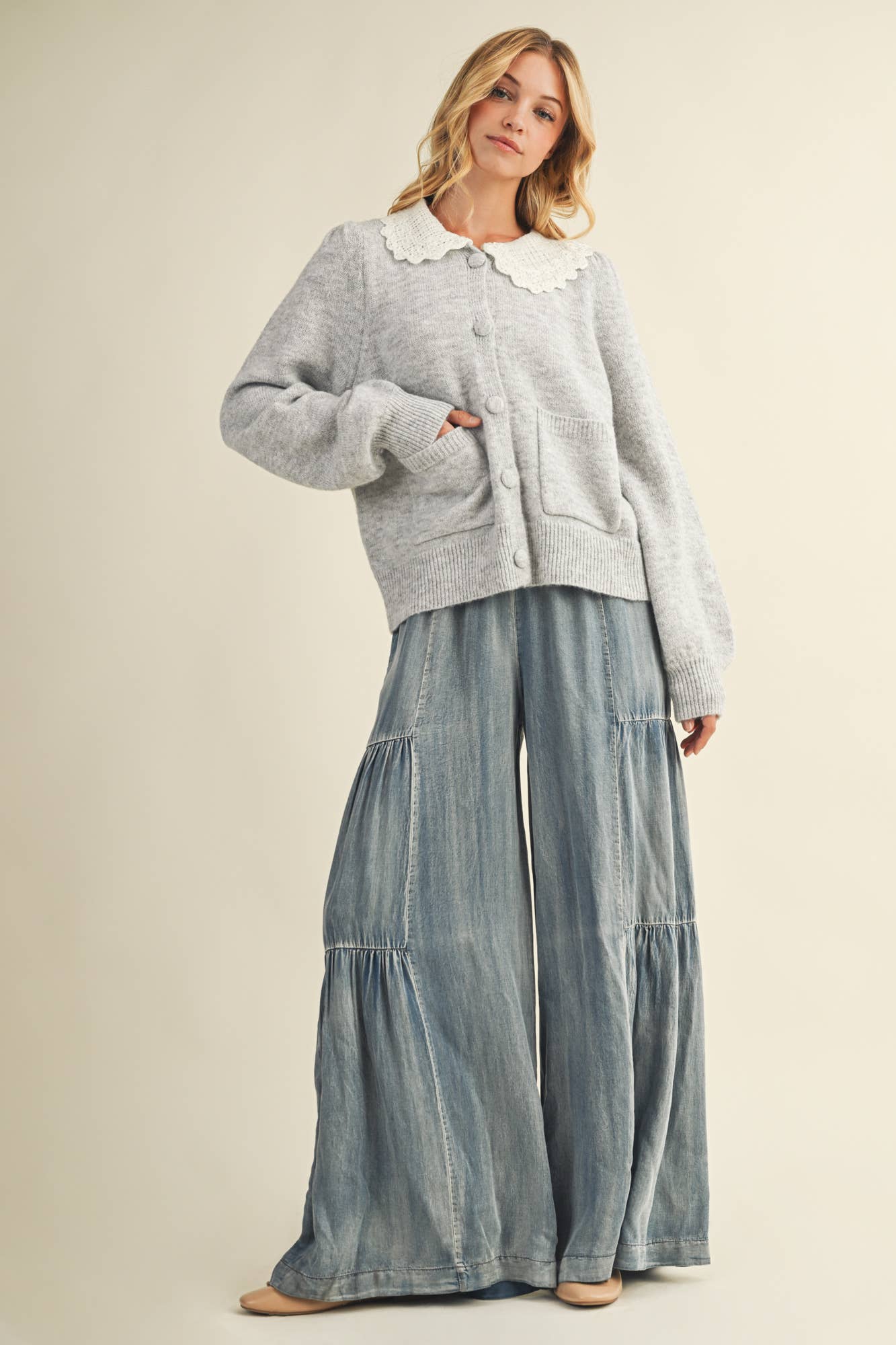Voluminous Tiered Wide Silhouette Tencel Pant