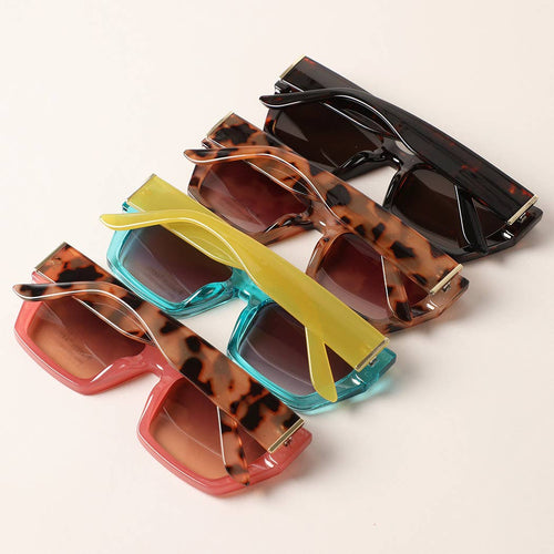 Retro Chunky Rectangle Frame Sunglasses
