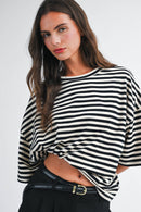 8649HN Oversized Stripe Boyfriend Tee