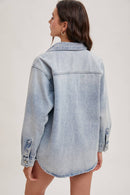 WASHED DENIM BUTTON DOWN SHIRT JACKET