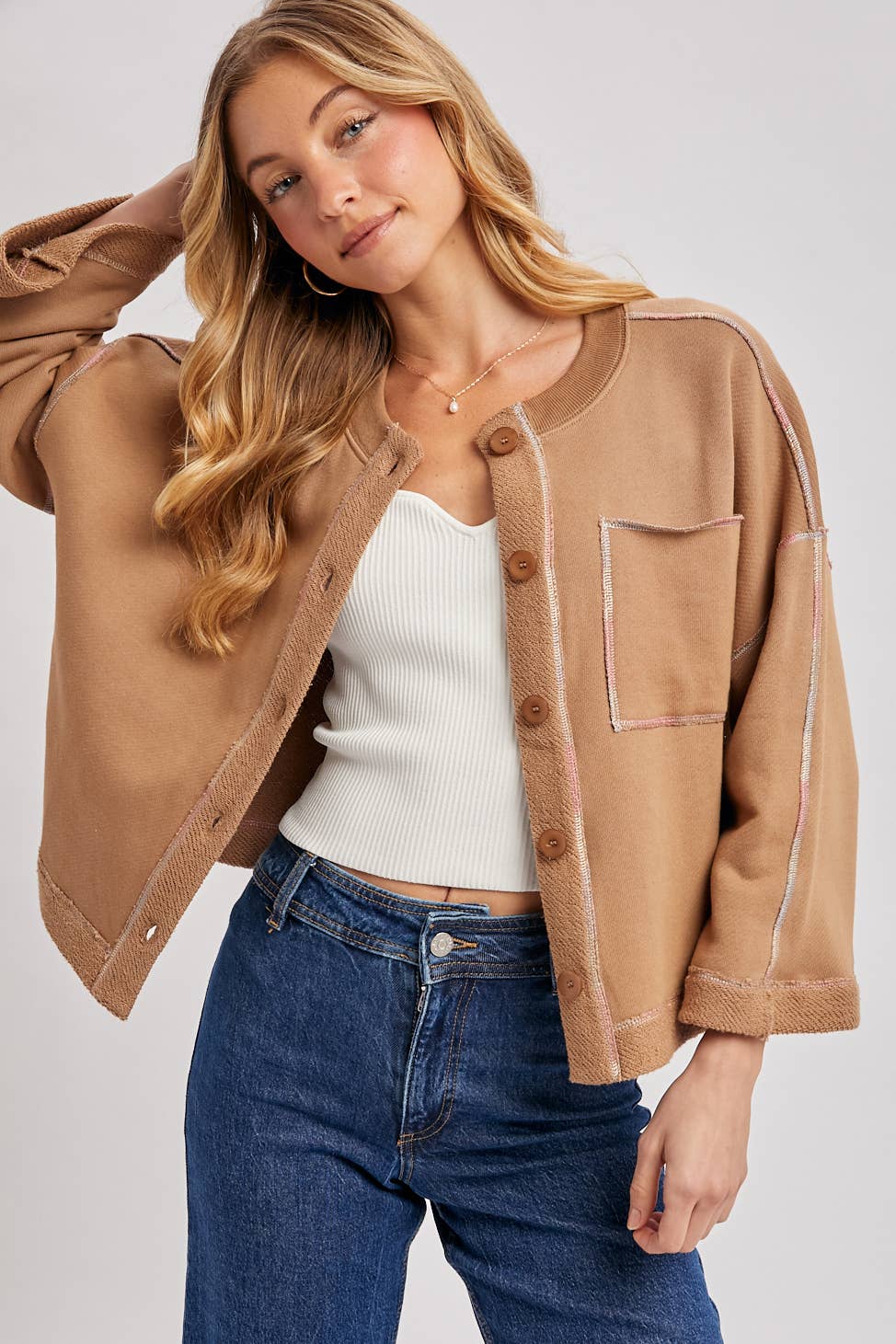 BUTTON DOWN BOXY KNIT CARDIGAN