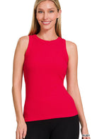 `Ribbed Round Neck Tank Top Zenana