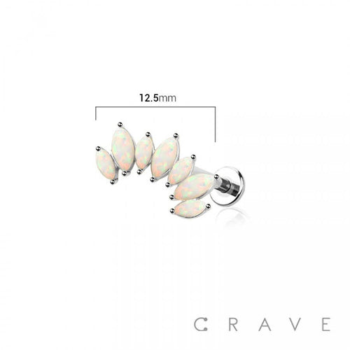 MULTI MARQUISE OPAL INTERNALLY THREADED 316L SURGICAL STEEL