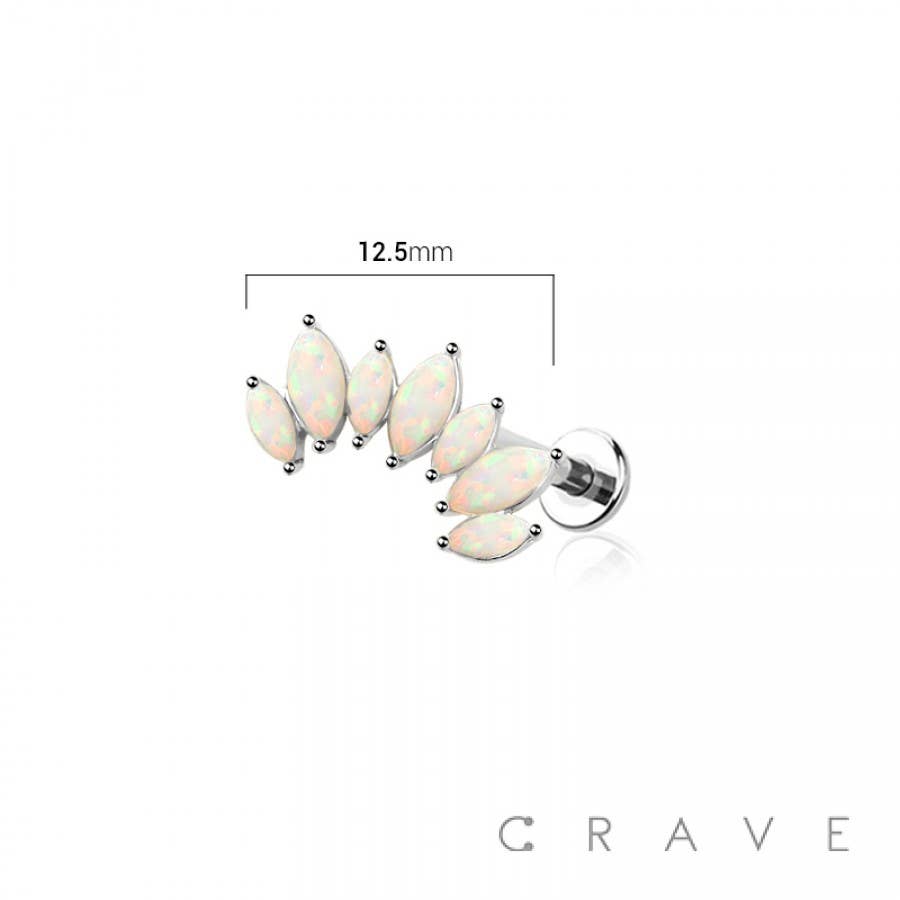 MULTI MARQUISE OPAL INTERNALLY THREADED 316L SURGICAL STEEL