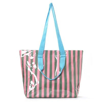 Large Striped Vinyl Tote Bags with Shoulder Strap | 40P619