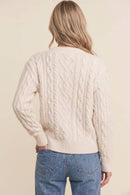 Pastel Bow Cable-Knit Cardigan