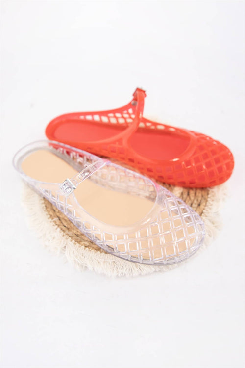 NEMO Jelly Mary Jane Flats Woven Lattice Mesh Shoes