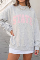 STATE Letter Print Mock Neck Pullover Sweatshirt | S-XL