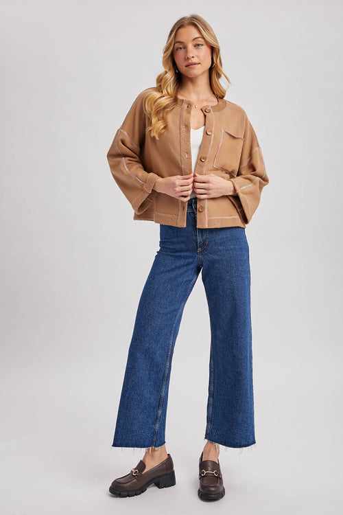 BUTTON DOWN BOXY KNIT CARDIGAN