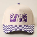 EVERYTHING HALLELUJAH Embroidered Checker Brim Trucker Hat