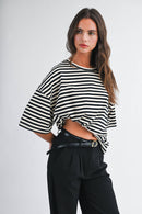 8649HN Oversized Stripe Boyfriend Tee