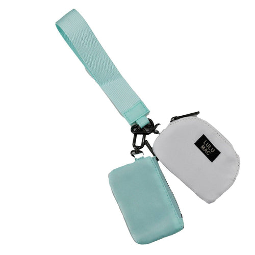 DP-8162 Mint/White Lulu Mac Double Pouch Wristlets