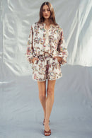 Boho Colorful Paisley Embroidered Smocked Shorts