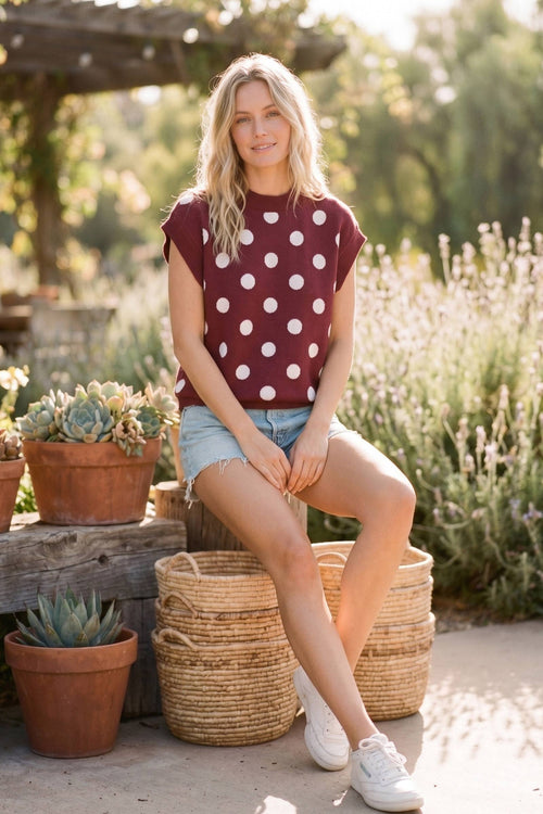 Gameday Polka Dot Sleeveless Knit Top