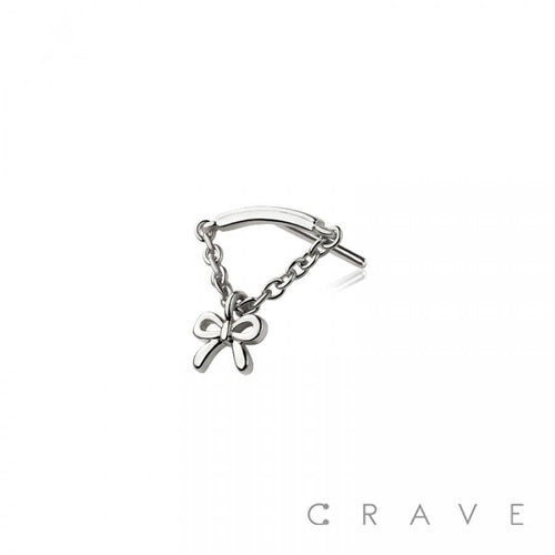 316L SURGICAL STEEL THREADLESS PUSH IN RIBBON CHAIN DANGLE D