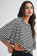 8649HN Oversized Stripe Boyfriend Tee