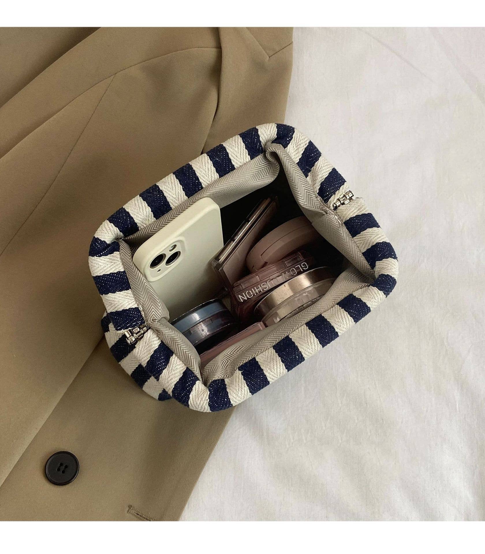 Clutch Purse for Women Summer Beach Striped Dumpling Bag