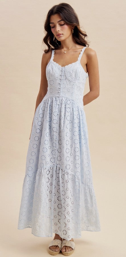 Aura Blue Eyelet Maxi