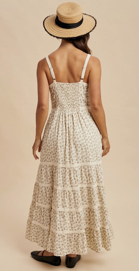Maddie Cream Floral Maxi Dress