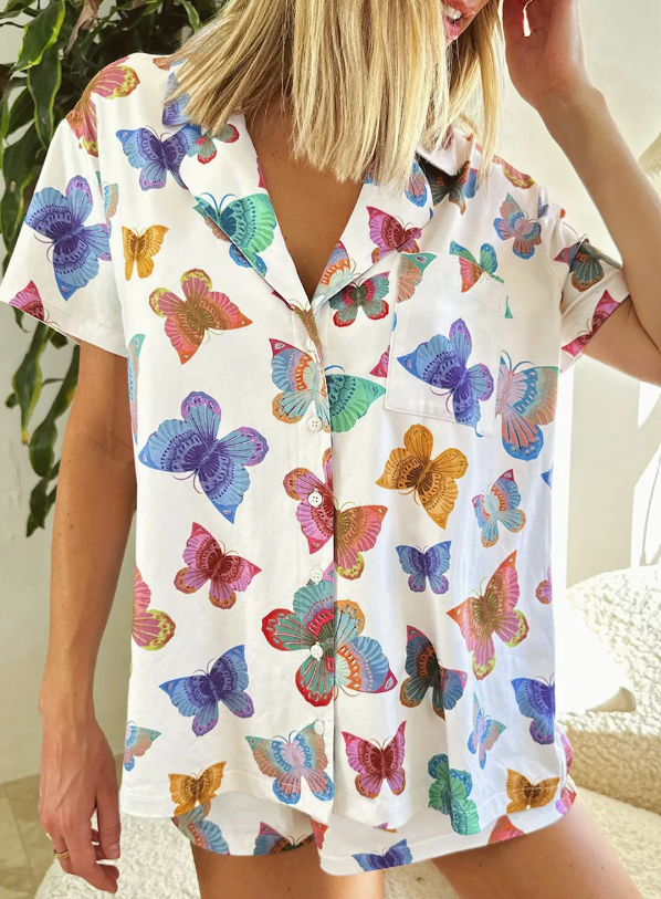 Butterfly Pajama Shorts Set