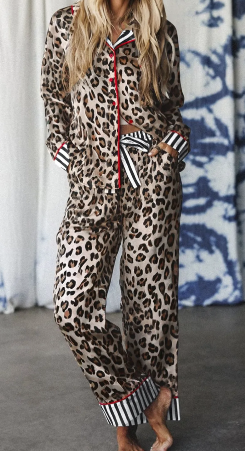 Leopard & Stripe Pajama Set