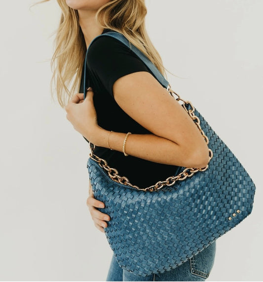 Sienna Slouchy Woven Bag - Blue