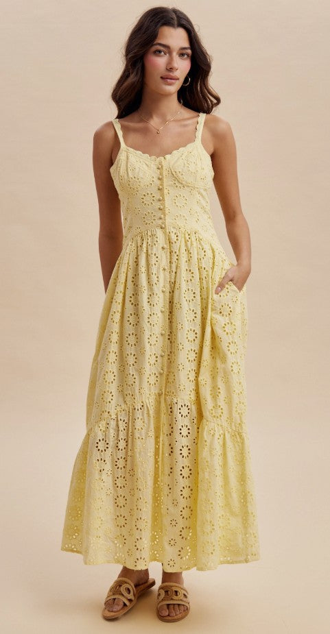Aura Yellow Eyelet Maxi
