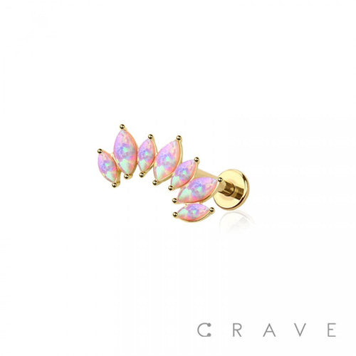 MULTI MARQUISE OPAL INTERNALLY THREADED 316L SURGICAL STEEL
