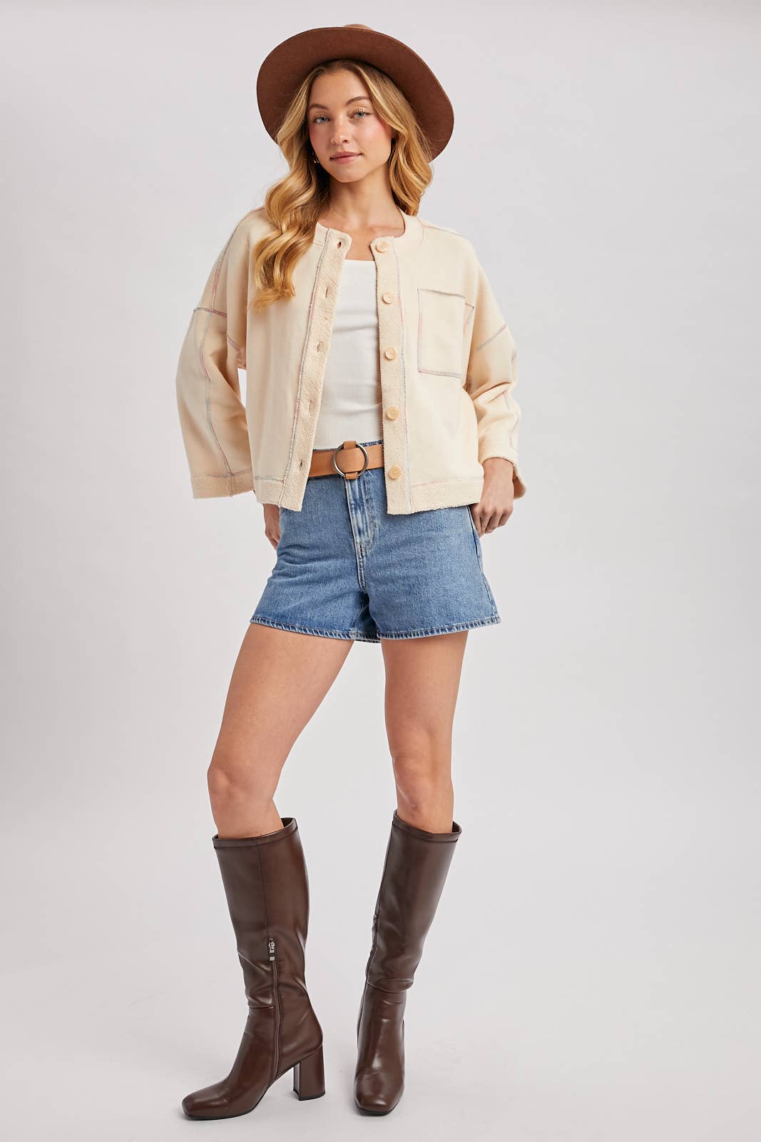 BUTTON DOWN BOXY KNIT CARDIGAN