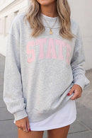 STATE Letter Print Mock Neck Pullover Sweatshirt | S-XL