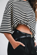 8649HN Oversized Stripe Boyfriend Tee