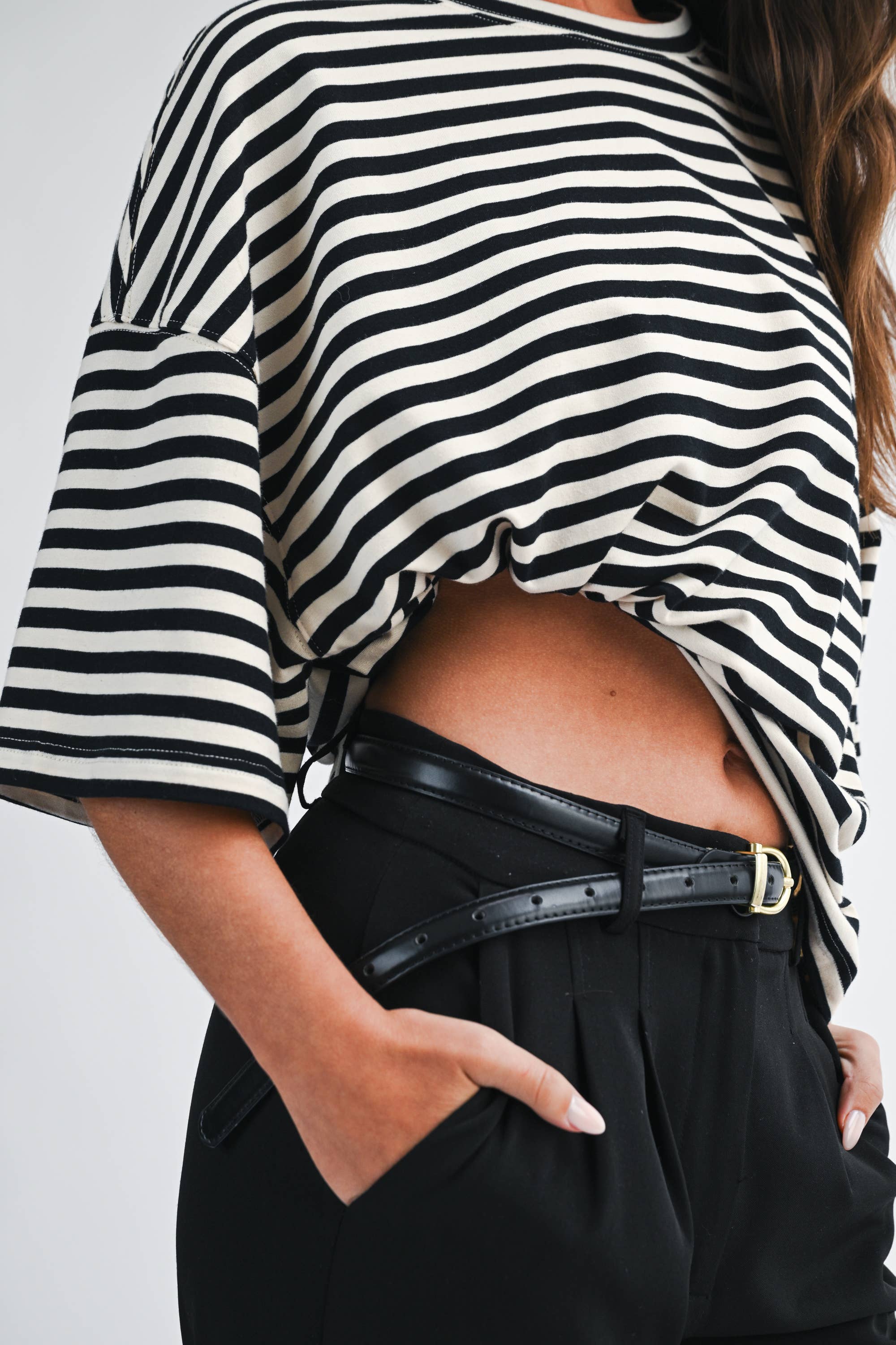 8649HN Oversized Stripe Boyfriend Tee