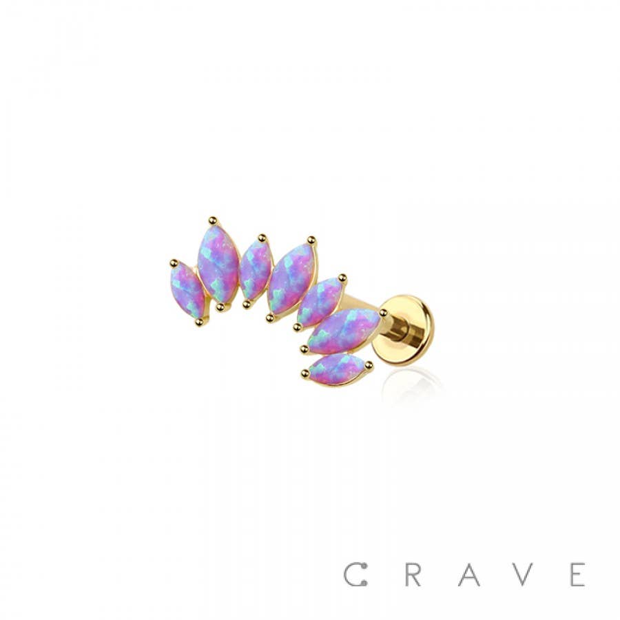 MULTI MARQUISE OPAL INTERNALLY THREADED 316L SURGICAL STEEL