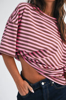 8649HN Oversized Stripe Boyfriend Tee