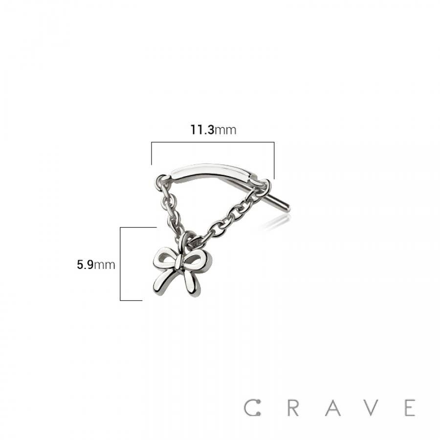 316L SURGICAL STEEL THREADLESS PUSH IN RIBBON CHAIN DANGLE D
