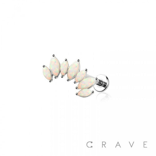 MULTI MARQUISE OPAL INTERNALLY THREADED 316L SURGICAL STEEL