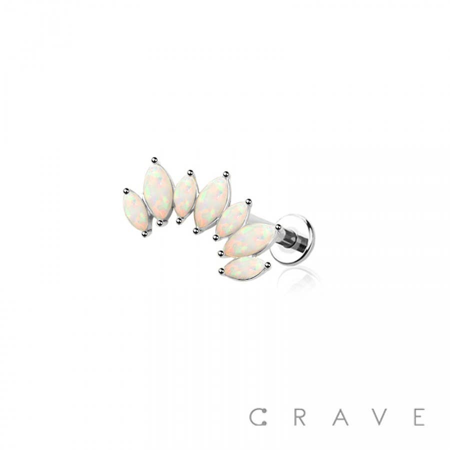 MULTI MARQUISE OPAL INTERNALLY THREADED 316L SURGICAL STEEL