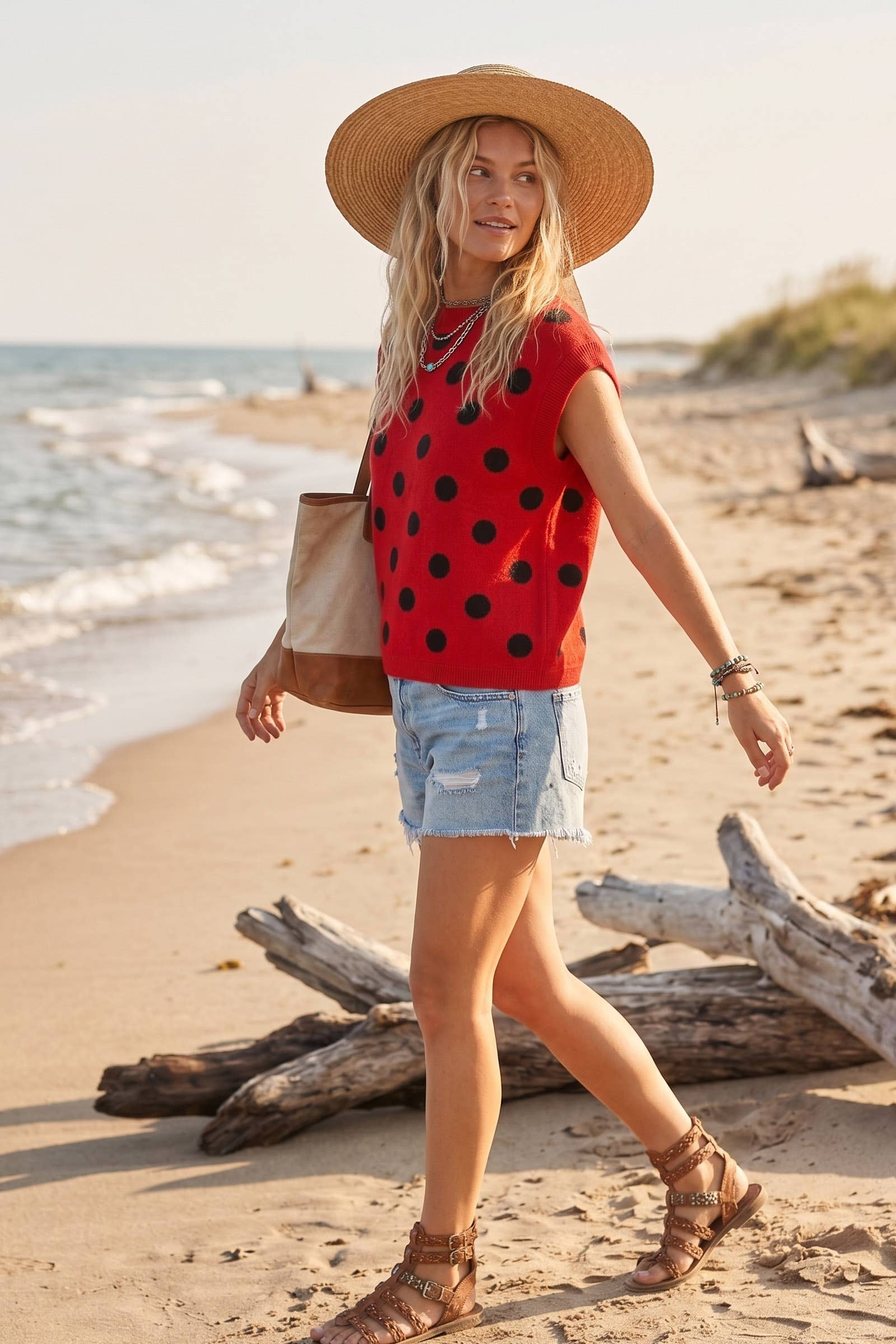 Gameday Polka Dot Sleeveless Knit Top